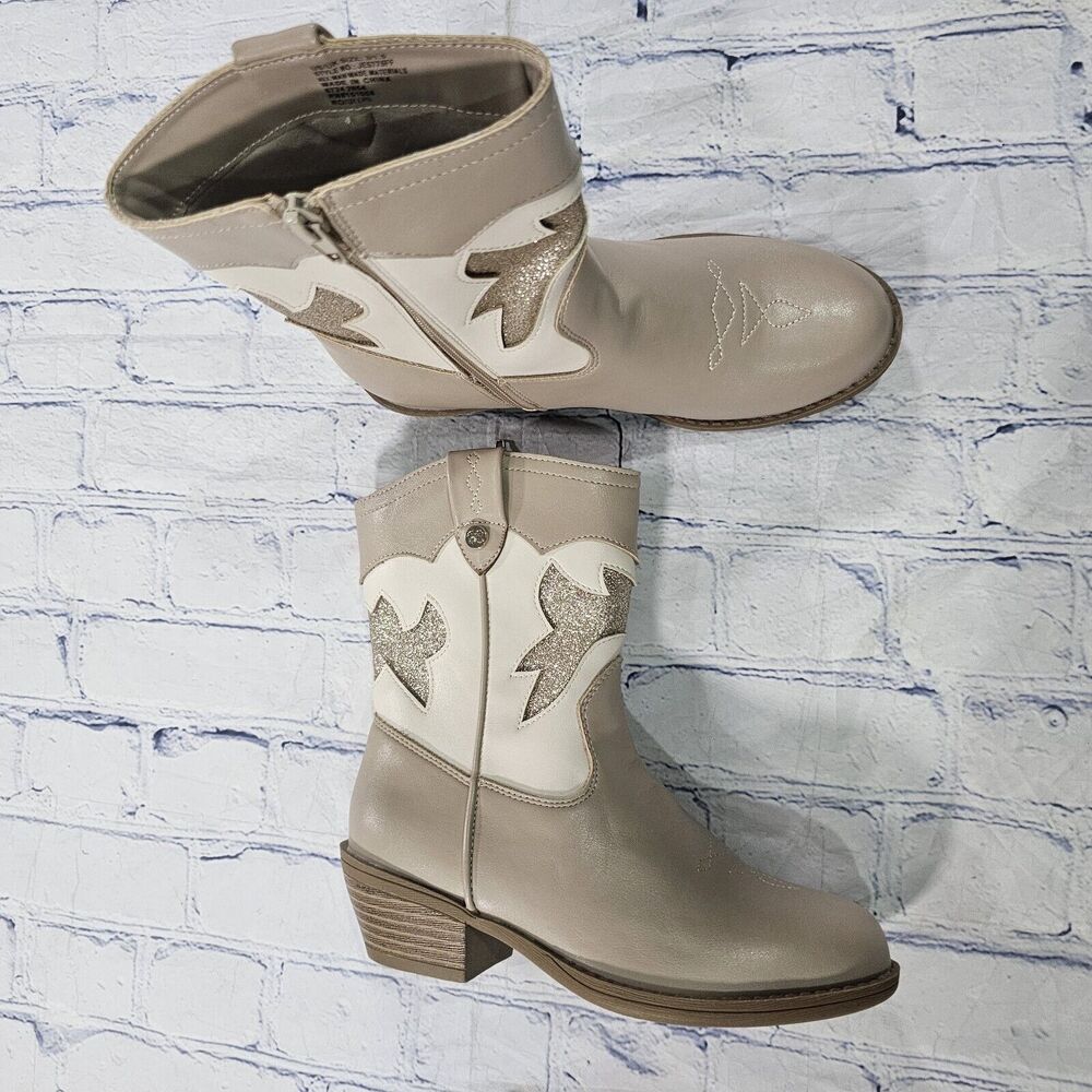 Jessica Simpson GIRLS SIZE 3 Western Cowboy Boots Beige JES775FF